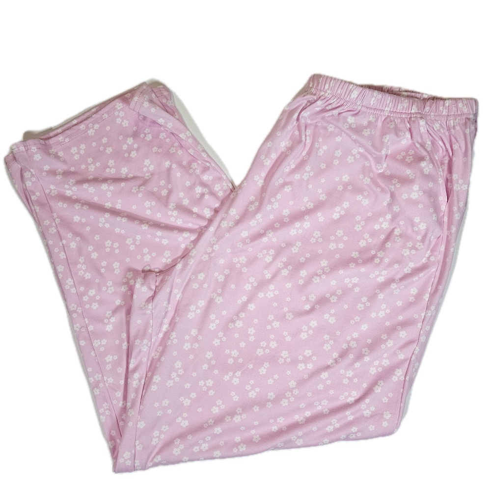 Laura Ashley Pajama Pants Womens 2X Pink Floral Jersey Lightweight Plus
